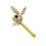 Bunny Nose Piercing Stud Crystal Rabbit Jewelry