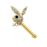 Bunny Nose Piercing Stud Crystal Rabbit Jewelry