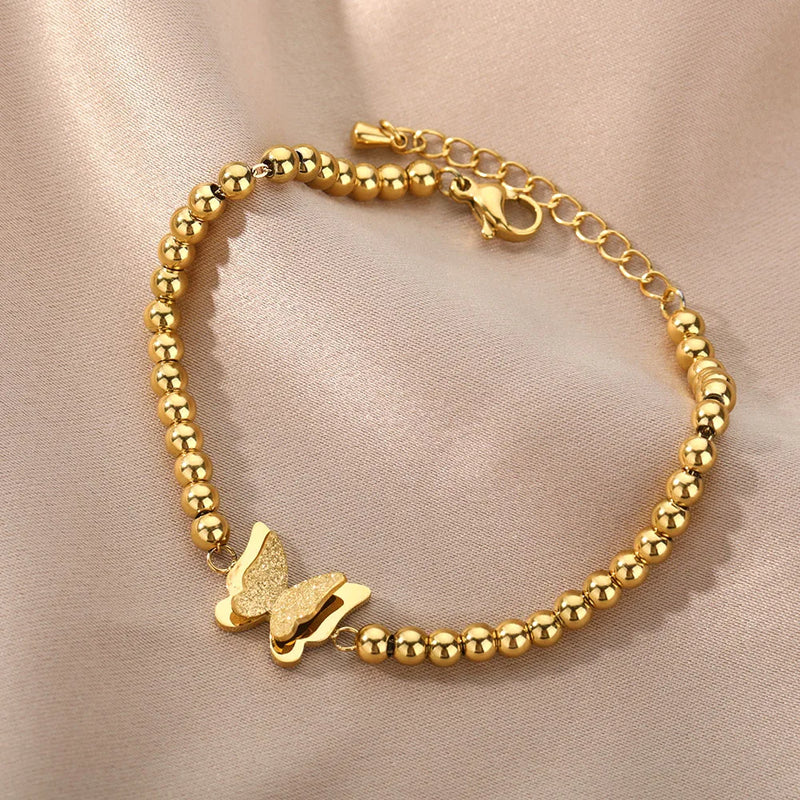 Butterfly Bead Bracelets Charm Vintage Friendship Jewelry Gift