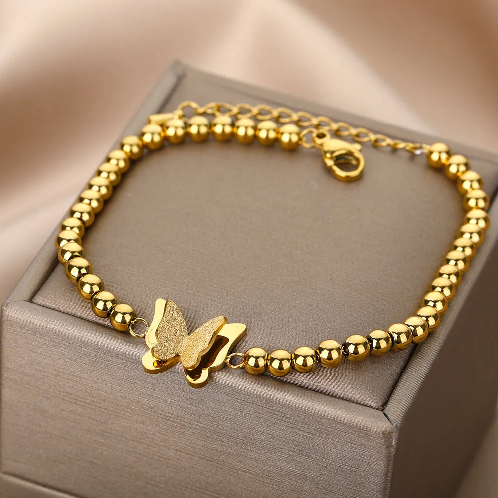 Butterfly Bead Bracelets Charm Vintage Friendship Jewelry Gift