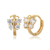 Butterfly CZ Small Loop Hoop Earrings For Girls