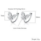 Butterfly Ear Clip Earrings 925 Silver Zircon Wedding Jewelry
