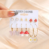 Butterfly Mushroom Earring Set for Woman