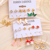 Butterfly Mushroom Earring Set for Woman