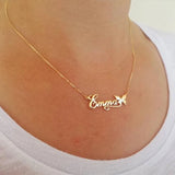 Butterfly Name Necklace Ribbon Nameplate Stainless Steel Jewelry