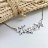 Butterfly Name Necklace Ribbon Nameplate Stainless Steel Jewelry