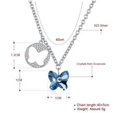 Butterfly Necklace Blue/Pink Crystals 925 Silver Chain Choker Women Girl