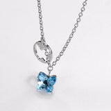 Butterfly Necklace Pendant Blue/pink Crystals 925 Sterling Silver Chain Choker