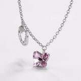 Butterfly Necklace Pendant Blue/pink Crystals 925 Sterling Silver Chain Choker