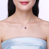 Butterfly Necklace Pendant Blue/pink Crystals 925 Sterling Silver Chain Choker