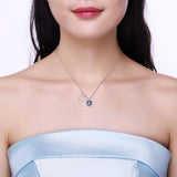 Butterfly Necklace Pendant Blue/pink Crystals 925 Sterling Silver Chain Choker