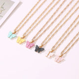 Butterfly Pendant Necklace Choker Double Necklace Statement Charm Jewelry