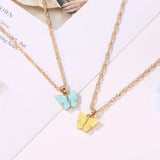 Butterfly Pendant Necklace Choker Double Necklace Statement Charm Jewelry