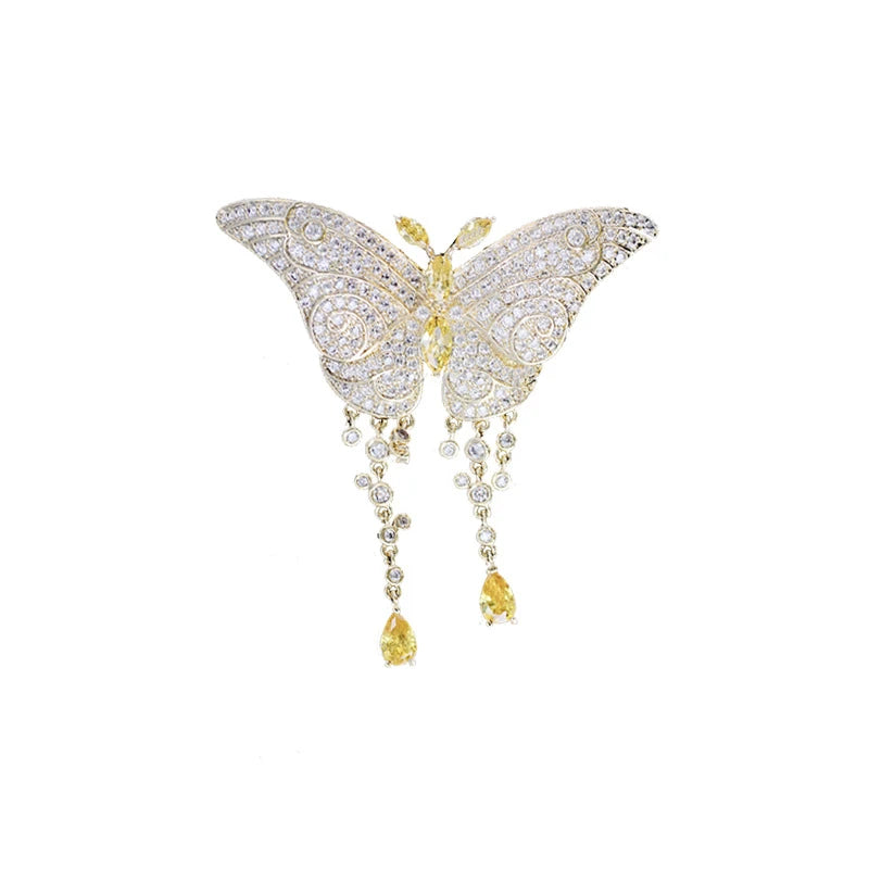 Butterfly Woman Brooch Pin Christmas Jewelry Cubic Zirconia Brooches