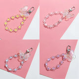 Candy Flower Beads Lanyards Keychains Women Keyring Airpods Car Bag