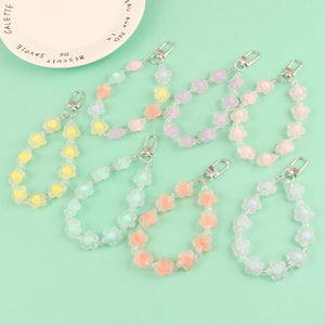 Candy Flower Beads Lanyards Keychains Women Keyring Airpods Car Bag