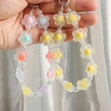Candy Flower Beads Lanyards Keychains Women Keyring Airpods Car Bag
