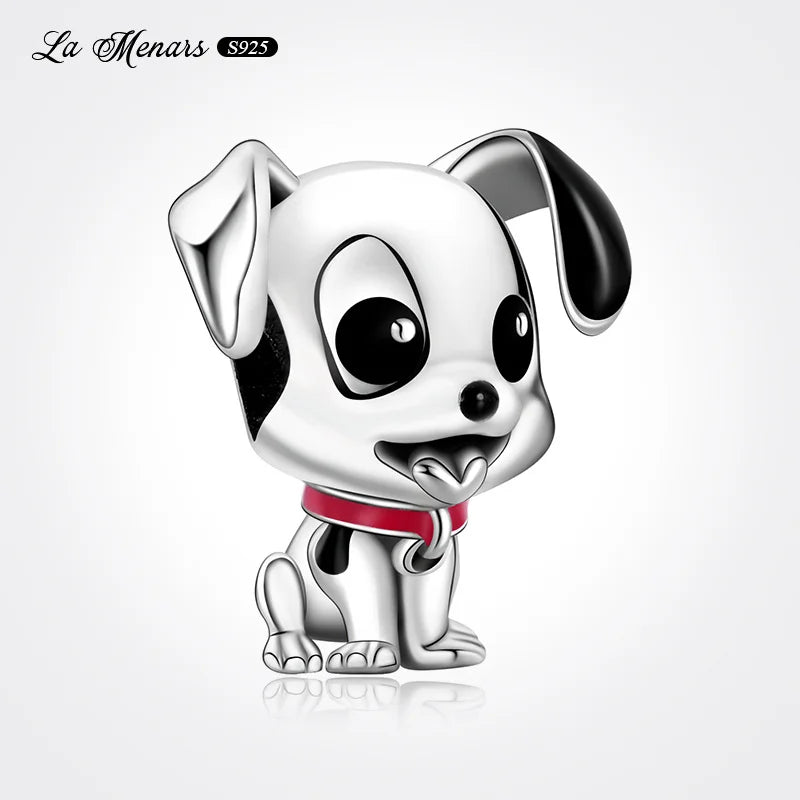 Sterling Silver Animals Pets Charm Beads Bracelet