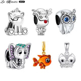 Sterling Silver Animals Pets Charm Beads Bracelet