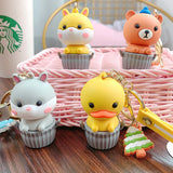 Anime Squirrel Cup Key Chain Silicone Animal Doll Keychain Key Ring