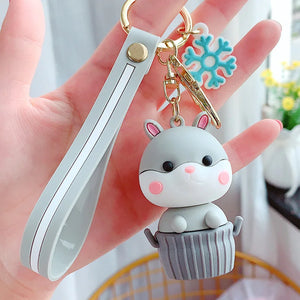 Anime Squirrel Cup Key Chain Silicone Animal Doll Keychain Key Ring