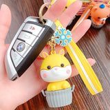 Anime Squirrel Cup Key Chain Silicone Animal Doll Keychain Key Ring