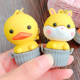 Anime Squirrel Cup Key Chain Silicone Animal Doll Keychain Key Ring