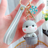 Anime Squirrel Cup Key Chain Silicone Animal Doll Keychain Key Ring