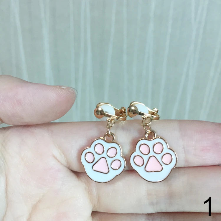 Bear Paw Ear Clips for Kids, Resin No Piercing Earrings