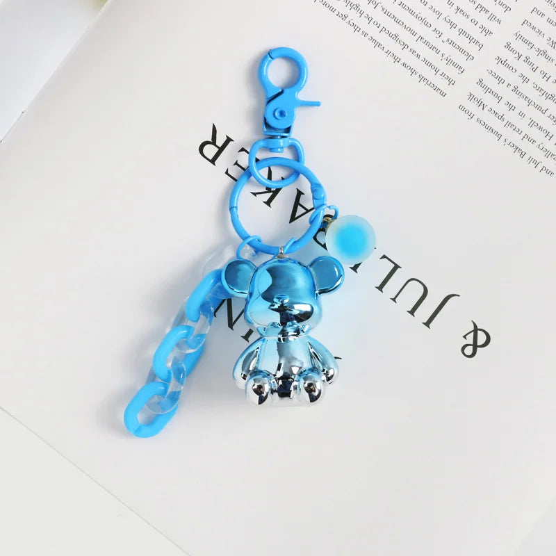 Colorful Bear Keychain Pendant Sitting Bear Link Chain Keyring