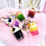Cartoon Ice Cream Milk Tea Cup Key Chain Food Couple Bag Pendant
