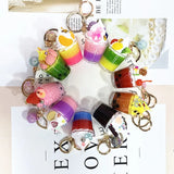 Cartoon Ice Cream Milk Tea Cup Key Chain Food Couple Bag Pendant