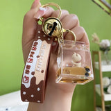 Pearl Milk Tea Bear Floating Keychain Funny Keyring Couples Gift