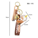 Pearl Milk Tea Bear Liquid Keychain Girl Boy Bag Pendant Keyring Key Charm