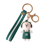 Cute Coffee Bear Cartoon Keychain for Women Kids Bag Pendant Key Ring