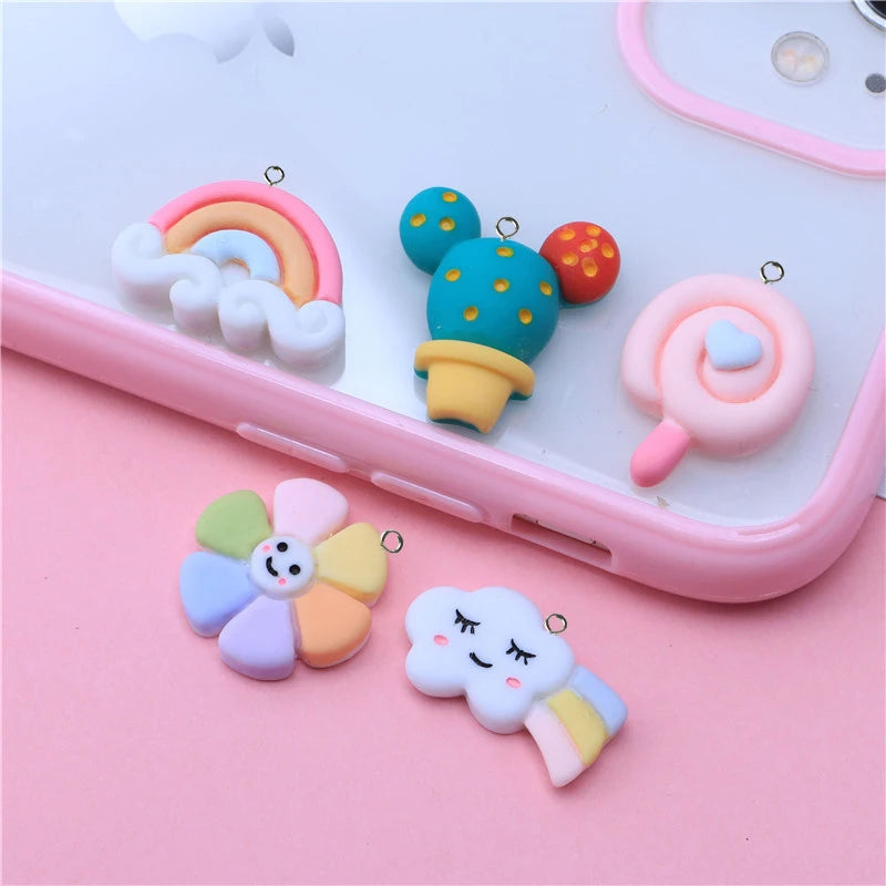 Cactus Lollipop Flowers Charms Jewelry Making Resin Pendant DIY Earring Necklace