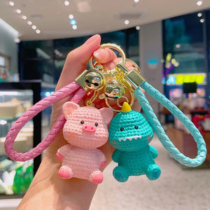 Chubby Resin Cartoon Animal Keychain Meat Face Dinosaur Chick Bunny Pig Bag Char