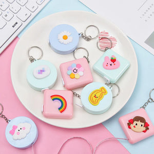 Mini Tape Measure Soft Ruler Keychain Leather Multifunction Portable Ring