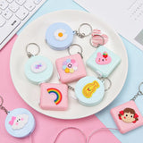 Mini Tape Measure Soft Ruler Keychain Leather Multifunction Portable Ring