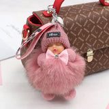 Baby Doll Keychain Fur Ball Plush Fluffy Key Ring Bag Pendant Car Key Holder