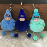 Baby Doll Keychain Fur Ball Plush Fluffy Key Ring Bag Pendant Car Key Holder