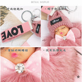 Baby Doll Keychain Fur Ball Plush Fluffy Key Ring Bag Pendant Car Key Holder