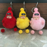 Baby Doll Keychain Fur Ball Plush Fluffy Key Ring Bag Pendant Car Key Holder