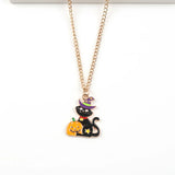 Spooky Ghost Cat Grim Reaper Alloy Necklace DIY Pendant Halloween Gift