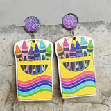 Funny Cartoon Teacher Wooden Earrings - Gift Idea