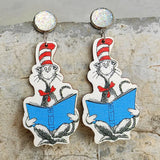Funny Cartoon Teacher Wooden Earrings - Gift Idea