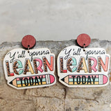 Funny Cartoon Teacher Wooden Earrings - Gift Idea