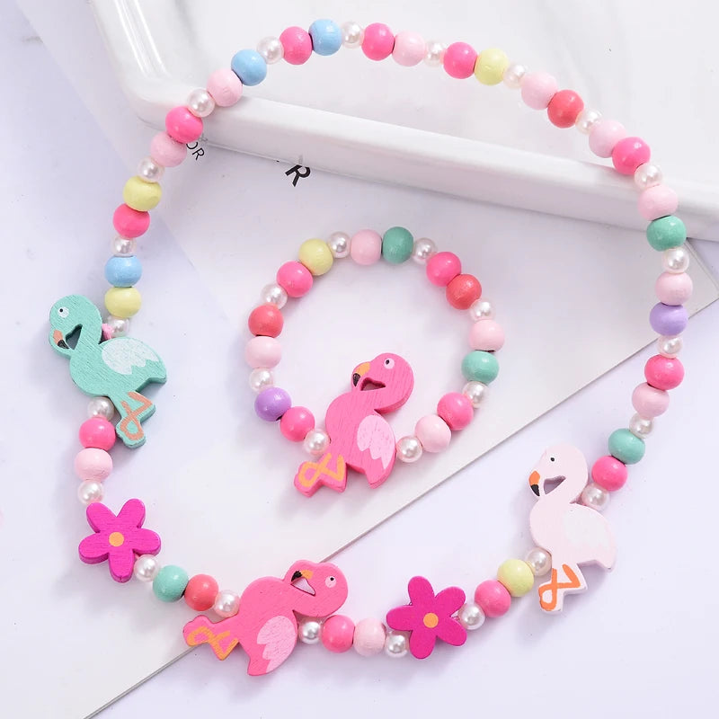 Wooden Animal Shape Beads Child Necklace