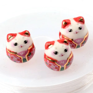 Cat Animal Ceramic Beads Glaze Spacer For Jewelry Making DIY 13x15mm