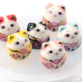 Cat Animal Ceramic Beads Glaze Spacer For Jewelry Making DIY 13x15mm
